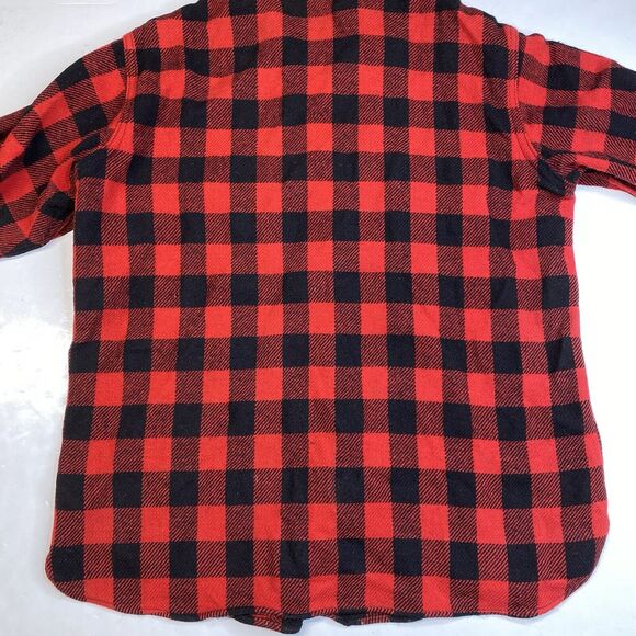 Vintage Woolrich Wool Shacket Mens Large Red Buffalo Plaid Mackinaw Tartan *Flaw - Picture 10 of 11